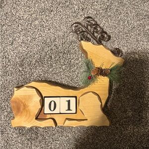 Ashland Wooden Reindeer Countdown Decor with Green Accents